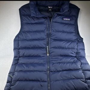 Patagonia Synchilla Navy Blue Collared Insulated Puffer Vest kids Size M 10